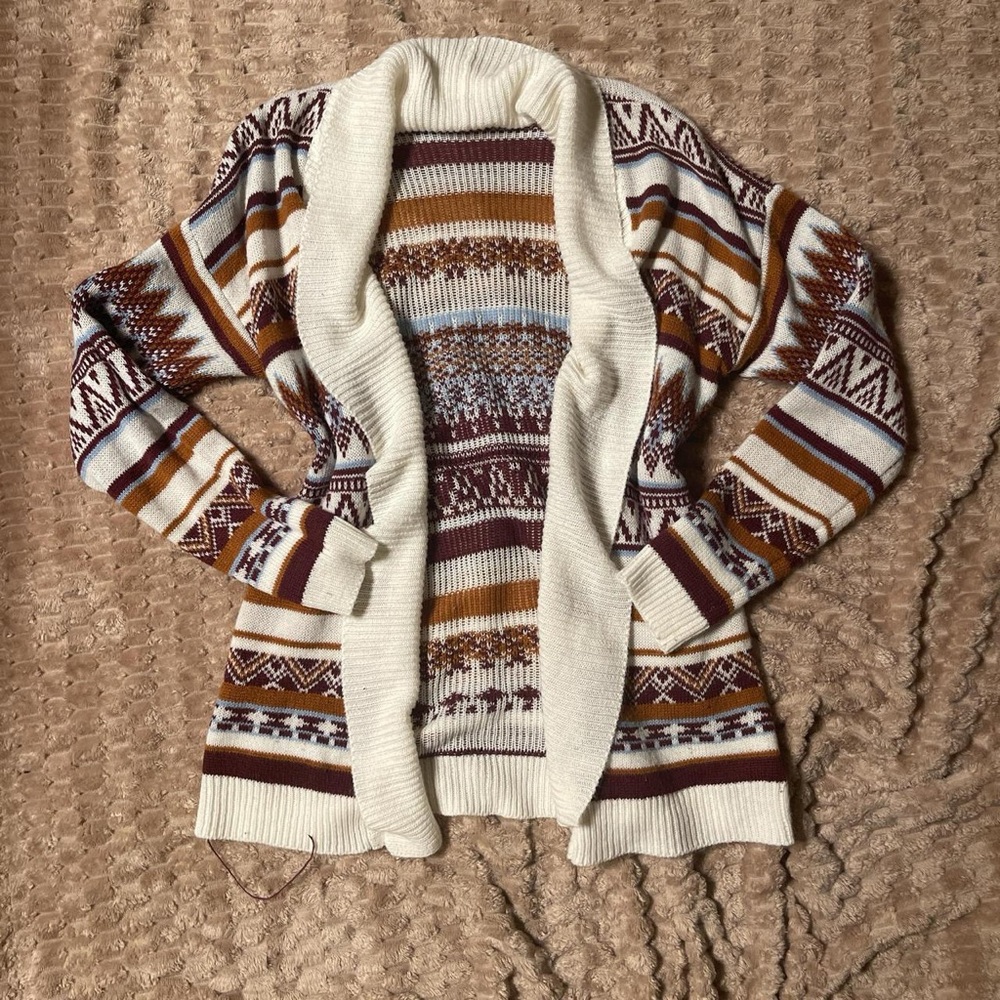 Women's Multicolor Knit Patterned Cardigan